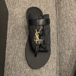Yves Saint Laurent Men's Black and Gold Sandals